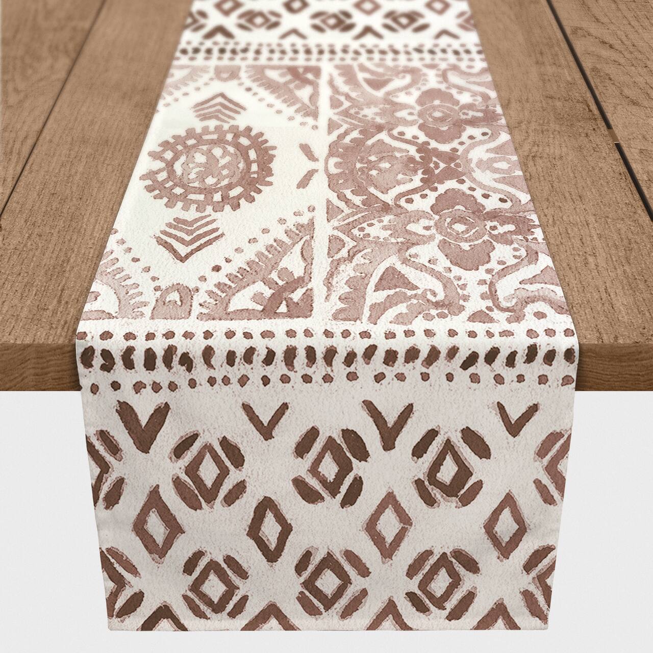 72" Deep Red Pattern Poly Twill Table Runner